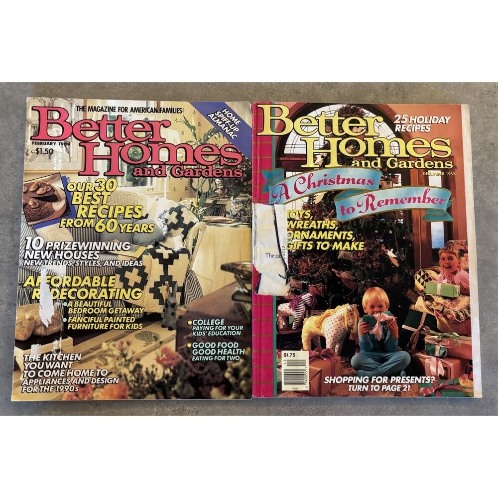 Better Homes and Gardens February & December 1989 Magazine Valentine, Christmas